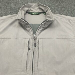 Orvis Vest Men’s Large Gray Softshell Outdoor 4 Zip Pockets Performance